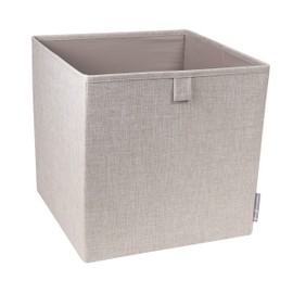 Bigso Soft Multi Purpose Foldable Cube Storage Box for Shelves - Polyester Fabric Foldable Storage Cube Organizer for Closet - 12.4in x 12.4in x 12.4in - Beige