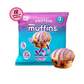 Prime Bites Minis | Protein Mini Muffins from Alpha Prime Supplements | High Protein, Collagen Fortified Low Sugar Treat | Delicious Snack | 12 Packs per Box - Blueberry