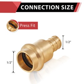 (Pack of 5) EFIELD 1/2 inch Press X 1/2 inch PEX Crimp Coupling Brass Adapters For Copper and Pex Pipe Connection (5, 1/2-inch)
