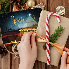 Religious Christmas cards - Jesus, pack of 20, 5x7in, printed in England, with Bible verse. Christian Christmas cards with envelopes bulk, by Just Cards Direct
