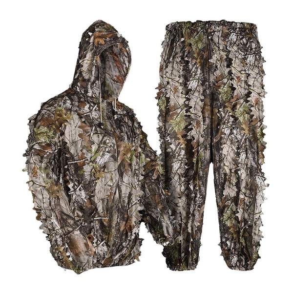 LOOGU 3D Leaves Ghillie Suits Lightweight Camo Suit Adult ideal for Airsoft,Hunting,Wildlife Photography, Bird Watching，Halloween, Shooting