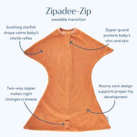 SleepingBaby Zipadee-Zip Transition Swaddle - Fleece Baby Swaddling Blanket with Zipper, Spice, Large (12-24 Month)