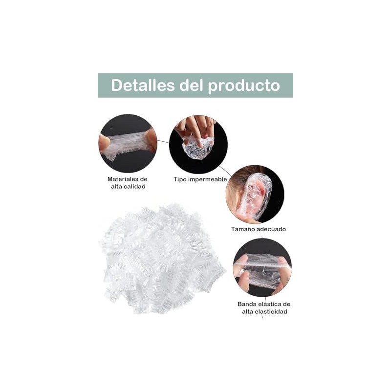 300 Cofias Desechable Ducha Plástico Impermeables Baño Reutilizables Proteger Cabello