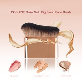 COSHINE Brocha Facial Big Blend, Polvo Kabuki Profesional, Base, Colorete, Sombra, Bronceador Y Brocha para El Cuerpo Oro Rosa