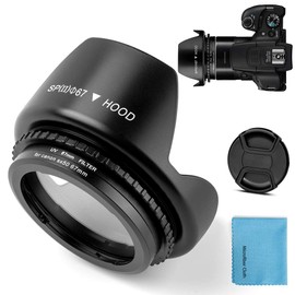 Fotover 67 mm Metal Filter Adapter Ring with UV Filter for Canon PowerShot SX70 HS SX30 IS/SX40 HS/SX50 HS Digital Camera Replacement Canon FA-DC67A Filter Adapter + Tulip Flower Lens Hood