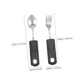 Ipetboom 1 Set Adaptive Utensils Set for Disabled Elderly Ergonomic Spoon Fork Kit Lightweight Cutlery Sturdy Stainless Steel Convenient Dining for Seniors
