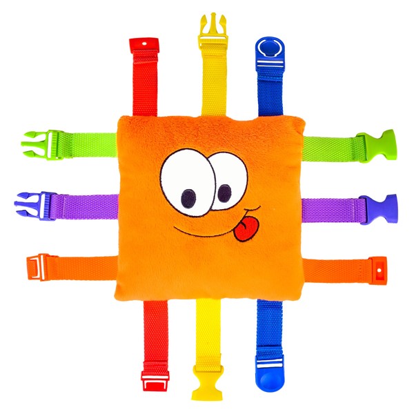 Buckle Toys - Bizzy Square - Learning Activity Game - Develop Motor Skills and Problem Solving - Occupational Therapy Toddler Travel Toy