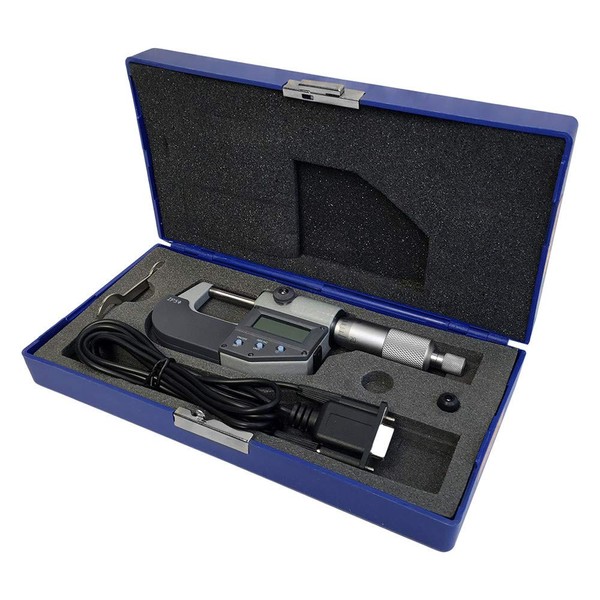 DBMIMPORTERS 3-Key Direct RS-232 Digital Micrometer, Inch/Metric, 0-1" (0-25.4mm) Range,