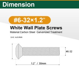 50Pcs #6-32x1.2 Thread Wall Plate Screws, Outlet Cover Screws White,White Electrical Panel Outlet Screws