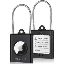 PROfezzion AirTag Case, Made of Aluminum Alloy, AirTag Cover, Includes Name Tag, Prevents Loss, Write Contact Methods for Recovering Luggage, Suitcase, For Outings, Business Trips, Travels, Airplanes,