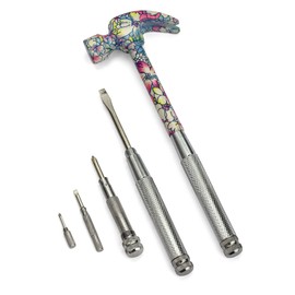 ENKAY - 6 in 1 Floral Hammer and Screwdriver, Multifunction Claw Hammer Tool with Flower Print (Pattern 3)