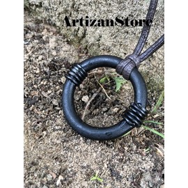 ARTIZANSTORE Iron Jewelry Forged Jewelry Forged Iron Pendant Necklace Iron Pendant Hand Forged Necklace Geometric Pendant Necklace Forged