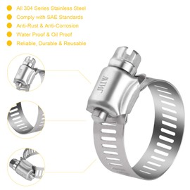 WINL Stainless Steel Hose Clamps - 16 Pack Worm Gear Drive Hose Clamps SAE 16 Clamping Range 3/4 Inch to 1-1/2 Inch (19mm-38mm) for Automotive Plumbing, 3/4'', 1'', 1 1/4'' Hose Clamps