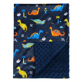 david's kids Minky Baby Blanket for Boys Girls Neutral, Soft Lightweight Micro Fleece Blanket with Double Layer, Dotted Backing, Breathable Receiving Blanket for Newborns, 30x40 Inches, Dinosaur