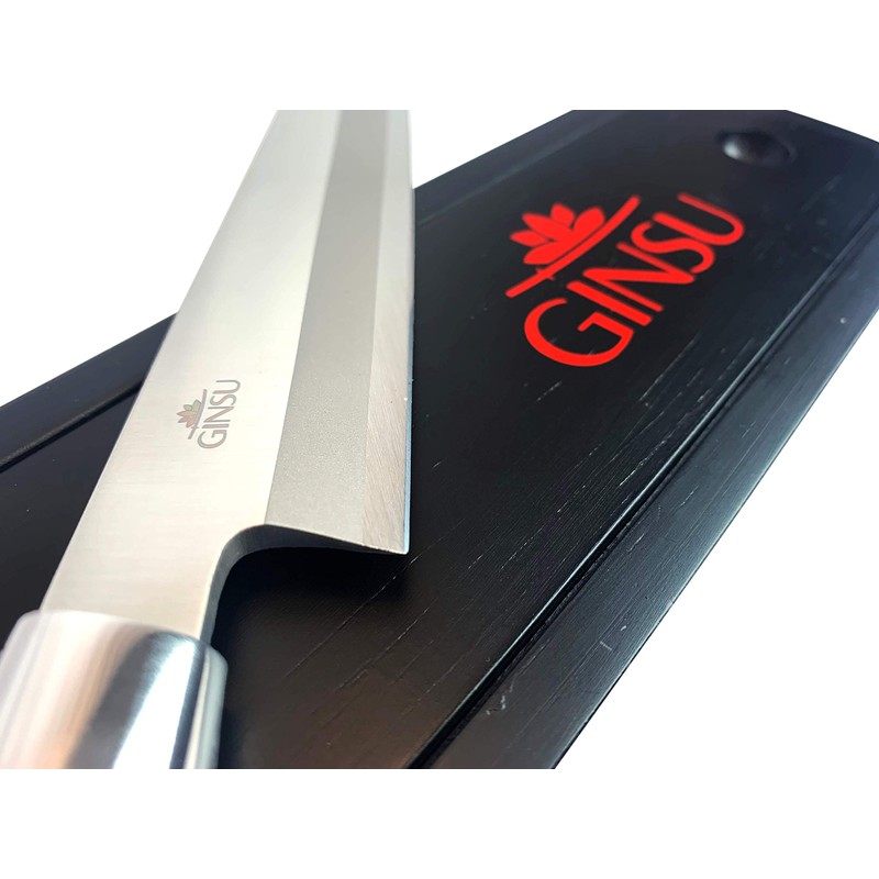 GINSU Yanagiba 9.5" Sashimi Knife, Brown - Premium Stainless-Steel Blade,