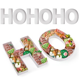 HO HO HO Set Cardboard Letter Box 12’’ Fillable Tray for Charcuterie Christmas Letter Box for New Year Christmas Party Supplies Candy Snack Tray(White)