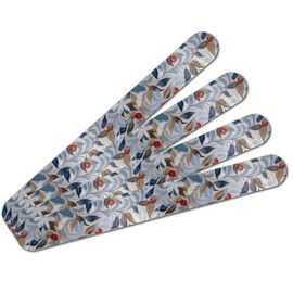 Calming Floral Earthy Blues Pattern Double-Sided Nail File Emery Board Set 4 Pack