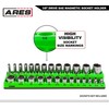 ARES 60007-26-Piece 3/8 in SAE Magnetic Socket Organizer -GREEN -Holds