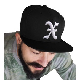 4sold Snapback hat with Raised 3D Embroidery Letter 5 Panel Baseball Cap Hip-Hop Cap Hat Headwear (X)