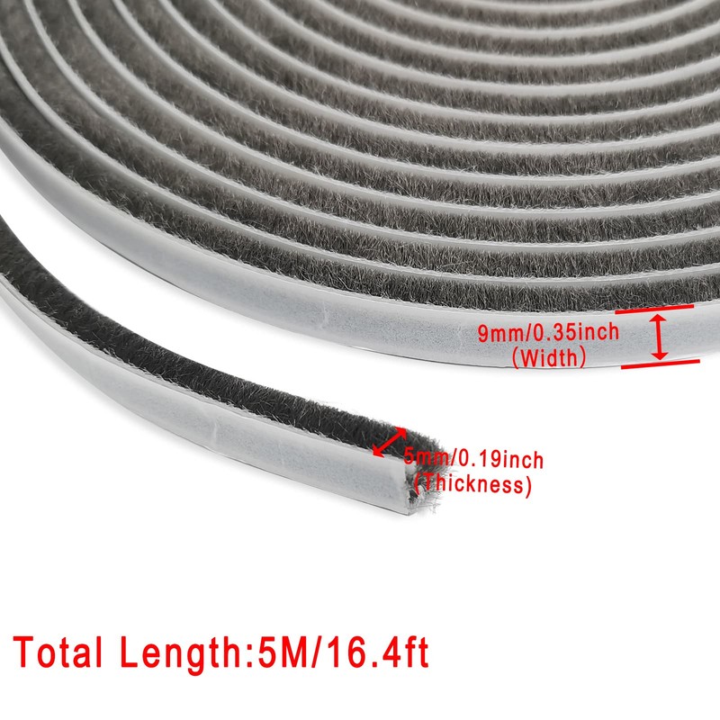 Grey Window Weather Seal Strip, Weather Stripping Brush for Sliding