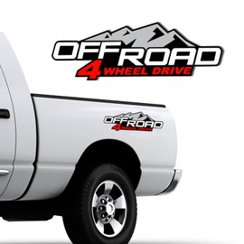 4WD Offroad Decal Stickers 2Pcs, Auto Decoration Accessories Emblem Replacements Compatible with Ford F-150 F-250 F-350 Tacoma Tundra Ram Silverado Truck Pickup, with Squeegee 1Pcs, Black-and-Red