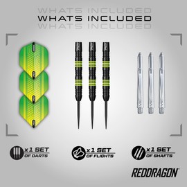 Red Dragon Freestyle: 24g - Tungsten Darts Set with Flights and Stems