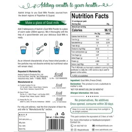 Aadvik Freeze Dried Goat Milk Powder | Pasture Grazed | Pure and Natural | Whole A-Grade Non GMO Shelf Stable Milk Powder 7.02 Oz