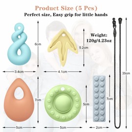 CLDY Autismus ADHS sensorisches Kauspielzeug – 5 Stück Kauspielzeug aus lebensmittelechtem Silikon für Kinder, BPA-freier Mundbeißring für Jungen und Mädchen