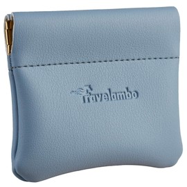 Travelambo Leather Squeeze Coin Purse Pouch Change Holder For Men & Women (Access Blue Classic)