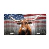 Longhorn Front License Plate with Custom Background Options