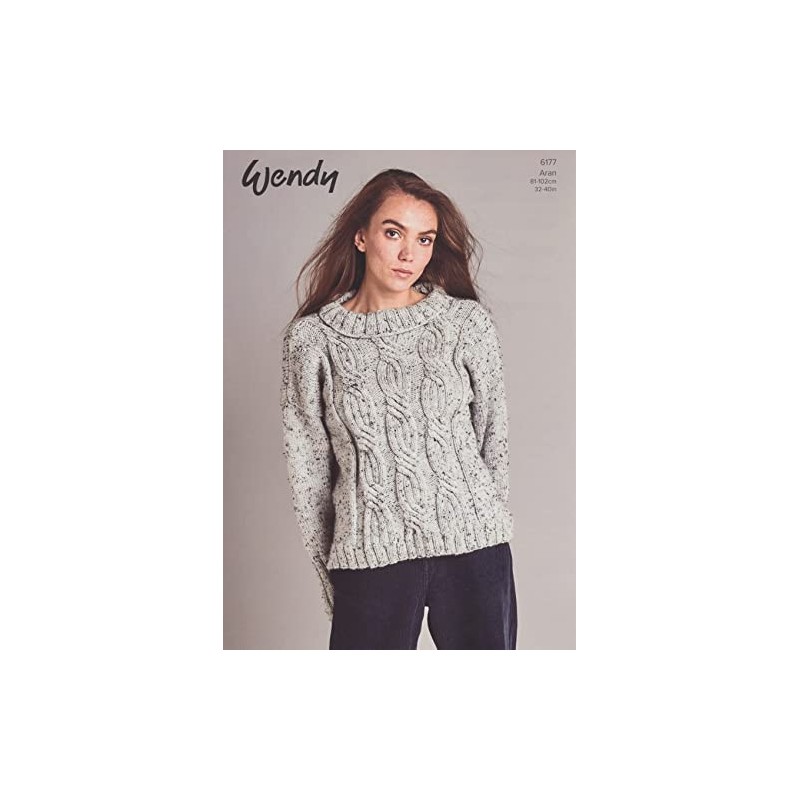 Wendy Aran Knitting Pattern for Ladies Cable Knit Sweater Jumper