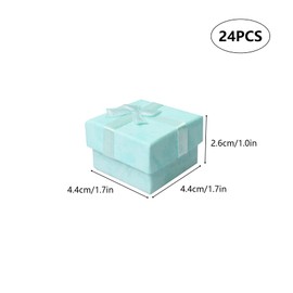 24 Pack Jewellery Ring Gift Boxes, 4 x 4 cm Ring Boxes Bulk with Lids and Bow-knot, Small Gift Boxes for Jewellery Rings Earrings, Light Blue