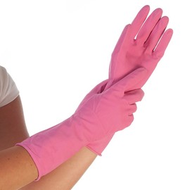 FRANZ MENSCH Hygostar Bettina Household Gloves, Latex, Pink, 7/S, L: 30 cm, Pack of 144