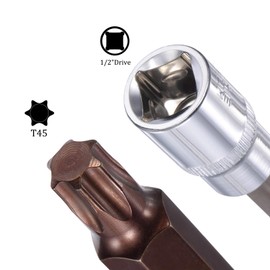 Kozelo Torx Bit Socket - [1/2" Drive x T45 Bit] Chamfered Design Greater Torque Long Driver Torx Bit for Automotive Machinery Repair Hand Use|CR-V, S2 Steel