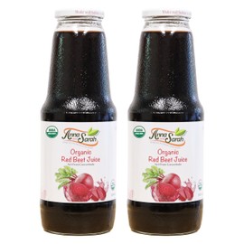 Anna and Sarah 33.8 Oz Organic Red Beet Juice - USDA Organic Certified - Glass Bottle (2 Pack) No Sugar, No Artificial Colors, No Preservatives, No Flavors Added,NOT from CONCENTRATE