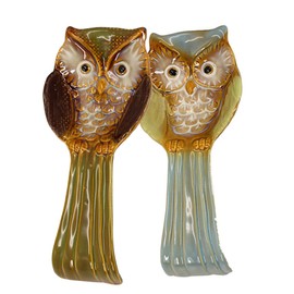 Luxshiny Ceramic Owl Spoon Rest, Owl Spoon Holder for Stove Top, Kitchen Counter, Dining Table, Coffee Station, 9.65 x 4.13 Inch (Random Color)