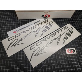 Corvette Racing Decal Script Flag Sticker LS1 LS2 LS3 LS7 LSX Any Color (Charcoal Metallic, 3.0" x 11.5")