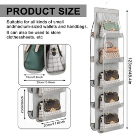 10 Pockets Hanging Purse Handbag Organizers, 2Pcs Upgrade Dust Proof Purse Organizer Closet, Wardrobe Closet Organizer, Washable Handbag Organizer for Women Handbags Purse (Grey)