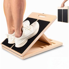 SSHAZ SPOT Professional Wooden Slant Board for Calf Stretching, Portable & 360° Balance Board, Adjustable 5–6 Angle Calf Stretcher with Carry Handle, Non-Slip 300LBS Physical Therapy Board for Knees