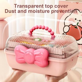 Organizador De Accesorios Para El Cabello - Caja Para Moños De Niñas, Perfecta Para Uso Versátil | Caja Multiusos De Capas Con Asa, Diseñada Para Guardar Uñas, Productos Para El Cabello, Artículo