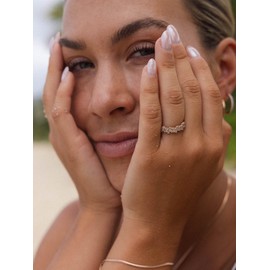 Purelei® Powder Ring (Gold, Silver), Women's Ring Silver 18K Gold Plated, Waterproof Ring with Asymmetric Gemstones, Adjustable Size, Gift for Women, Precious metal