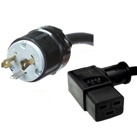 NEMA L5-30P to a Right Angle C19 Power Cord - 8 Foot, 20A/125V, 12 AWG - Iron Box # IBX-8877-08