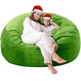 [Velvet Fabric] X-Large Bean Bag Chair: 5 ft Memory Foam Bean Bag Chairs for Adults with Filling,Adult/Kids Bean Bag Chair with Filler Included,Soft Faux Fur Fabric,Lime,5 Foot