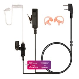 MIRKIT Heavy Duty Earpiece Headset Mic with K2 pin Compatible with Baofeng BF-F8HP, UV-82L, UV 5R, BF-F8HP, UV-5R MK 3/4/5, UV-82 MK 3/4/5. Acoustic Tube Earpiece with Push to Talk Microphone