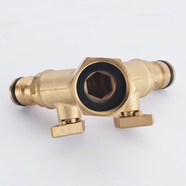 improved Heavy Duty Solid Brass 2 Way Garden Hose Splitter Nozzle Switcher Connector 2 Way Hose Splitter Shut-Off Valves for Garden Irrigation Watering 304 stainless steel Hose Connector (2 Way-quick)