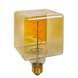 Lxcom Lighting Decorative Light Bulb 4W Ice Cube Dimmable Edison Light Soft Warm White 2200K Amber Glass 40 watt Equivalent E26 Medium Base Spiral Filament Bulbs for Wall Table Lamp