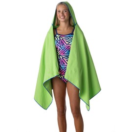Flow Hydro Sport Towel - Microfiber Quick Dry Swimming Towels for Swim, Pool, Triathlon, and Other Water Sports in Medium, Large, and Extra Large Sizes (Lime, Hood)