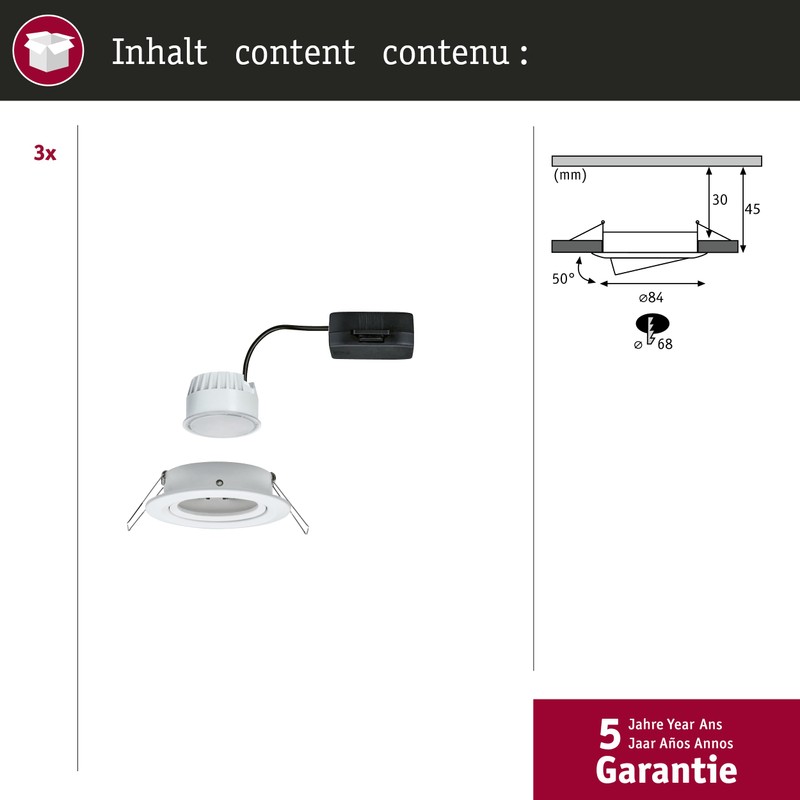 Paulmann Einbaul. LED Nova 3x 6.5 W ww ws ru