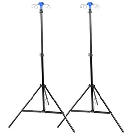 GSCDJCM 2pcs Portable Collapsible IV Pole Stand, Aluminum Alloy, 4 Hook 3 Leg, Adjustable Height ，for Hospitals, Clinics, Wheelchairs and Beds (22)