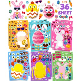 Greingways 36 Sheets Easter Stickers for Kids, Toddlers Easter Basket Stuffers Egg Decorating Bunny Stickers, Activities Party Favors Games Crafts Gifts for Kids Boys Girls Goodie Bags